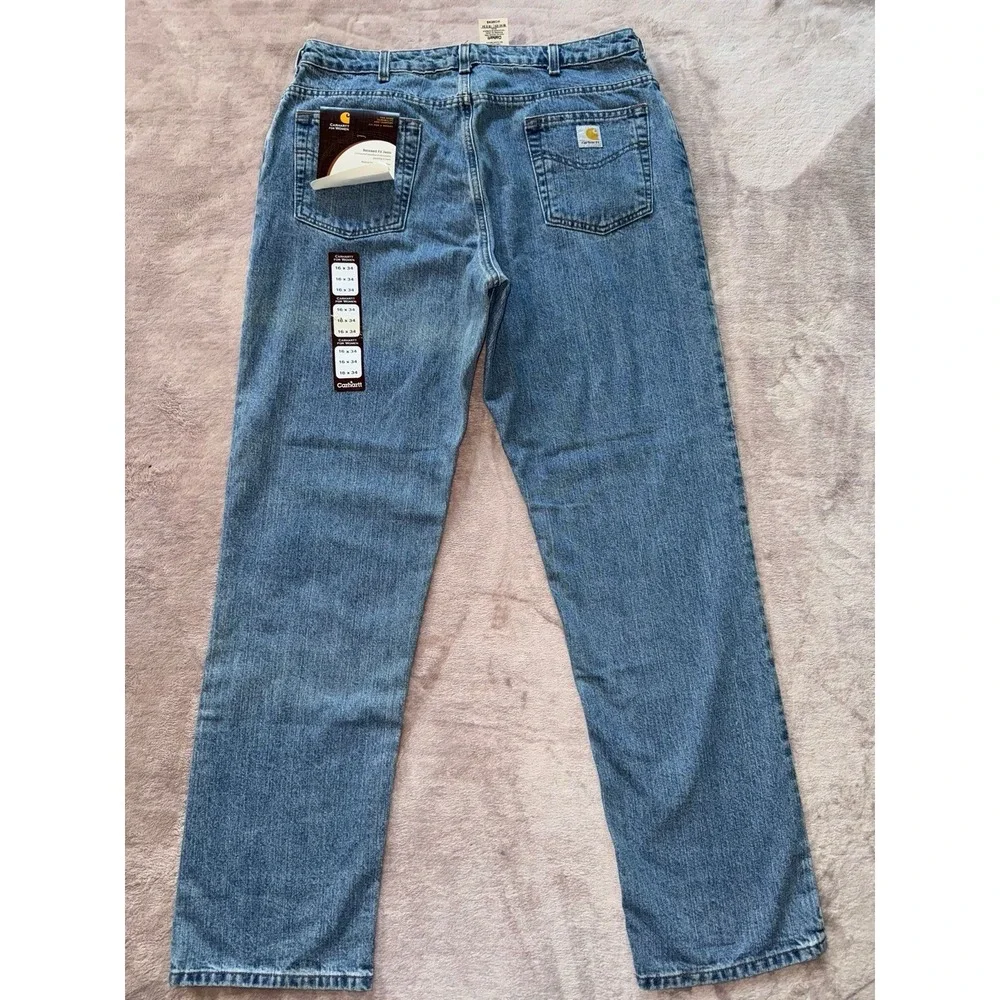 Carhartt Women's Jeans Blue Denim Mid Rise Relaxed‎ Fit Size 16 NWT